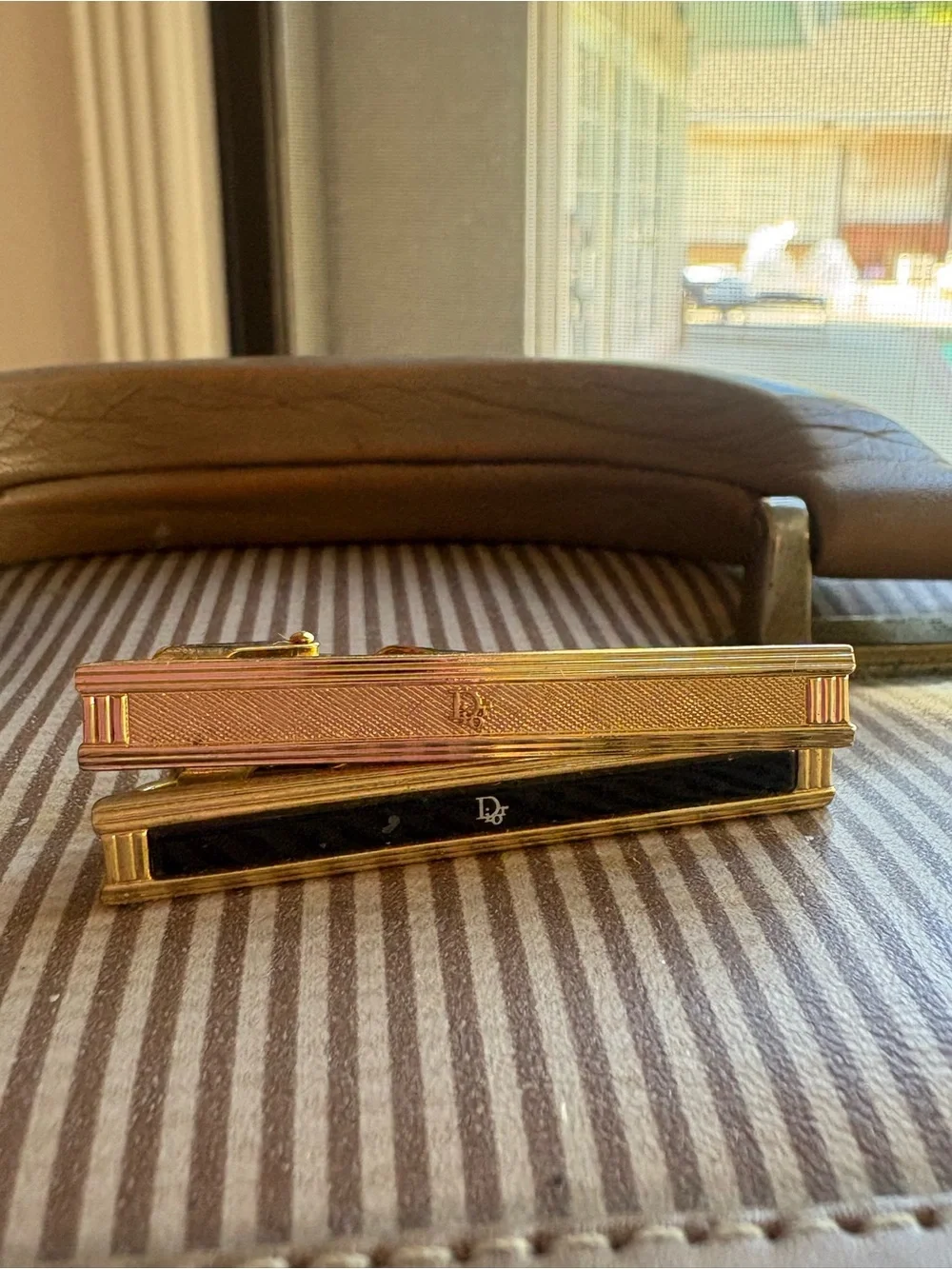 Dior Gold and Black Cuff Link Set